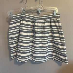 Gap skirt linen cotton blend striped blue white drawstring fisherman’s core XL